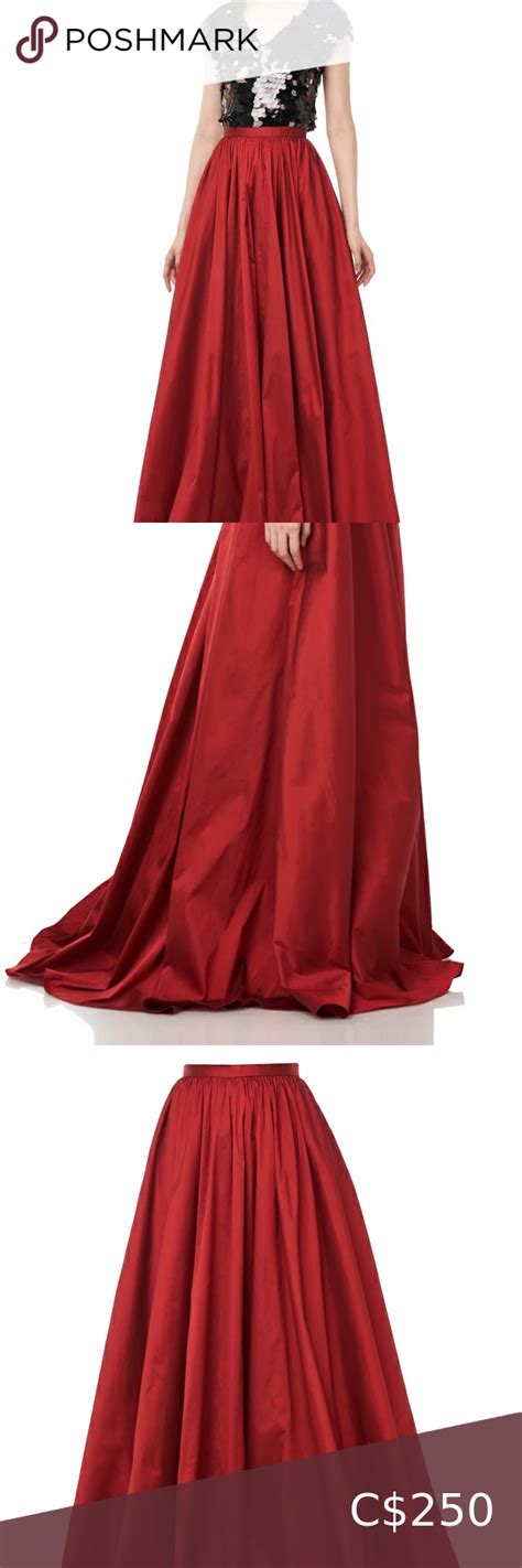 Long Taffeta Red Skirt Long Taffeta Red Skirt Theia Couture Skirts A