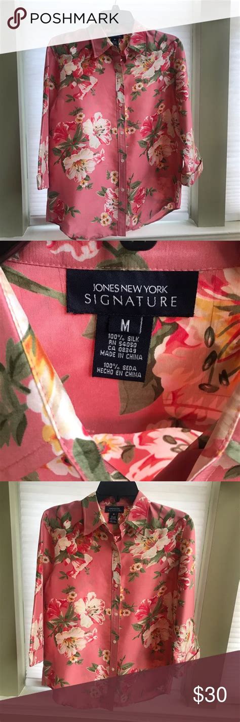 🌈jones New York Signature 100 Silk Floral Blouse Silk Floral Blouse