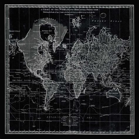 World Map Black And White Canvas Art At Home
