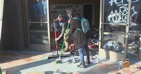 Volunteers Bring Brooms Dustpans To Help Clean Up Long Beach Businesses Hit By Looters Cbs