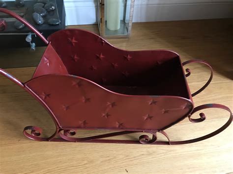 Red Metal Sleigh Decoration The Loft