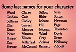 Some last name options for your character. | Writing inspiration ...