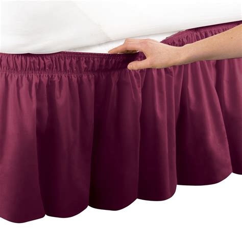 Misr Linen King Single Burgundy Wrap Around Bed Skirt Egyptian Cotton 400 Thread Count 21 Inch Drop