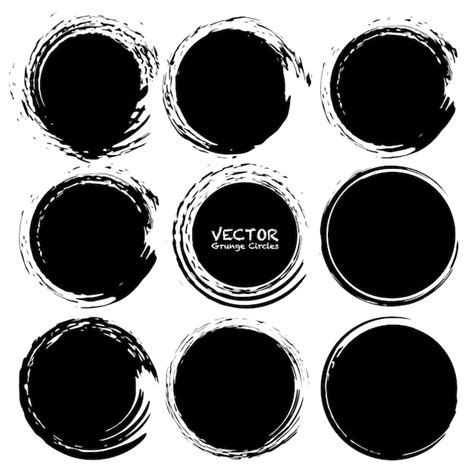 Premium Vector Set Of Grunge Circles Grunge Round Shapes