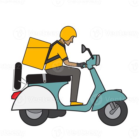 Courier On A Vintage Motor Bike Cartoon Character Express Delivery