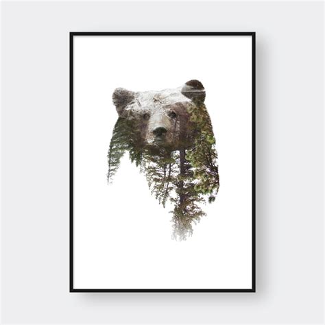 Bear Double Exposure Cyantific Posters And Art Prints