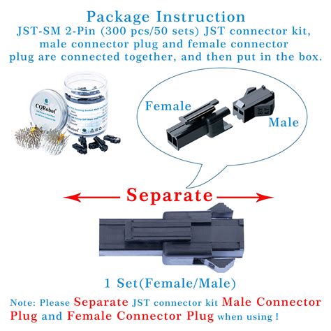 Buy 300 Pieces 25mm Pitch Jst Sm Jst Connector Kit 25mm Pitch Male