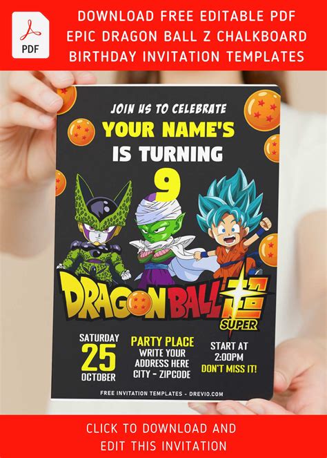 Free Editable Pdf Colorful Dragon Ball Z Birthday Invitation Templates Download Hundreds