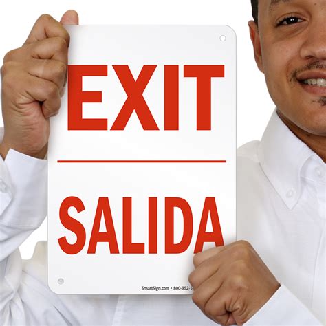 Vertical Bilingual Exit Salida Sign Sku S 1255