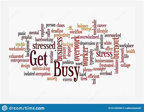 Word Cloud With Get Busy Concept Isolated On A White Background Stock