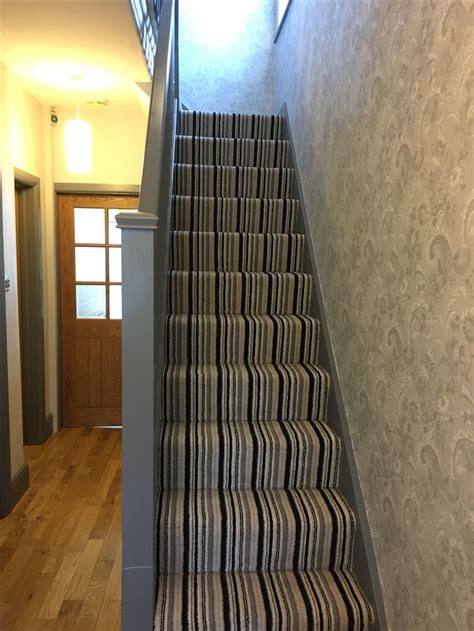 Grey Striped Stair Carpet Carpet Stairs Printed Rugs Stairs