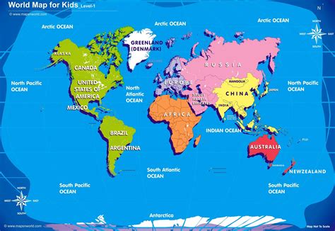 Remarkable World Map For Kids With Countries S 19420 Unknown