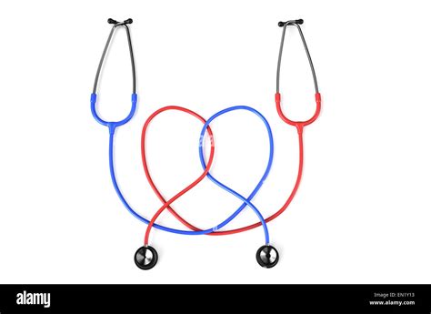 Stethoscopes In Heart Shape Isolated On White Background Stock Photo
