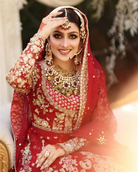 Ayeza Khan Is A Vision In A Deep Red Traditional Bridal Dress Lens