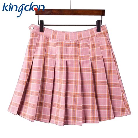 Kingdon Quality Womens 2018 Korean Style Skirt Summer Style New Plaid