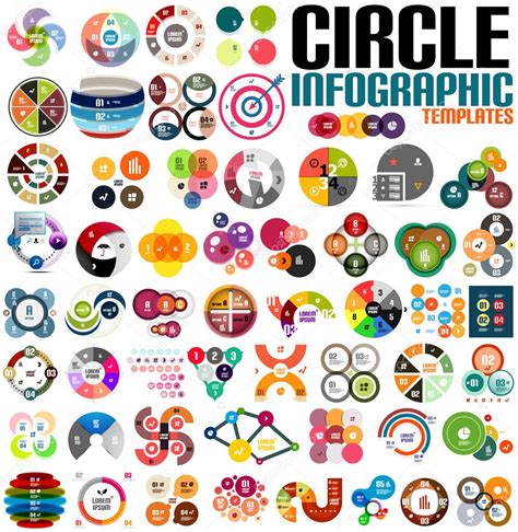 Huge Modern Circle Infographic Design Template Set — Stock Vector