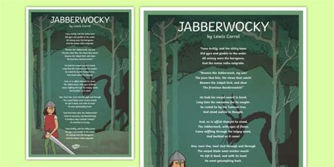 Jabberwocky Illustrated Poem Display Poster Teacher Made