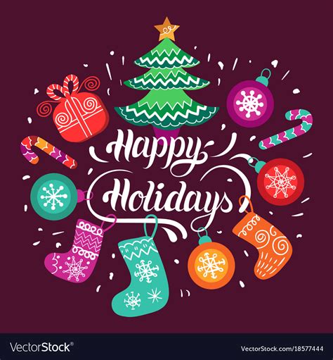 Happy Holidays Lettering Design With Royalty Free Vector