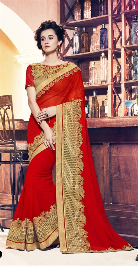 Party Wear Red 12 Color Saree With Images Saree Designs Indian