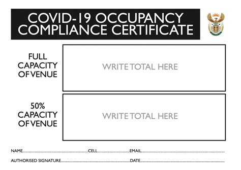 Covid 19 Occupancy Compliance Certificate Department Of Cooperative