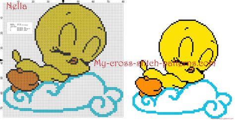Baby Tweety Looney Tunes On The Cloud Cross Stitch Patterns Free Free