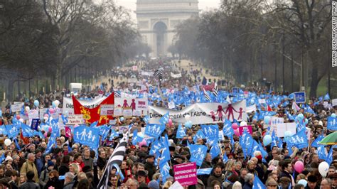 protesters rally against same sex marriage in france