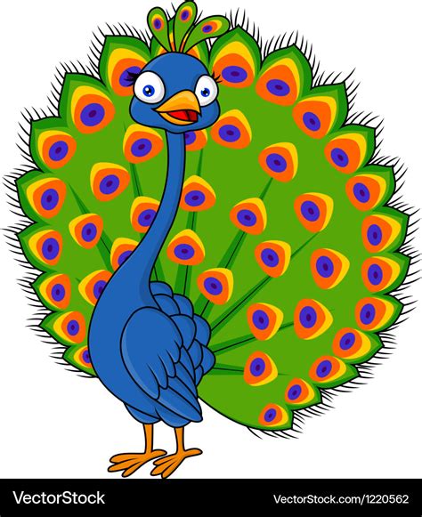 Cute Peacock Cartoon Royalty Free Vector Image