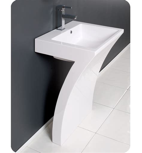 5% coupon applied at checkout. 22″ Quadro White Pedestal Sink - Modern Bathroom Vanity ...
