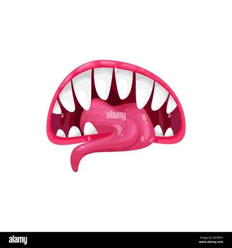 Monster Mouth Vector Icon Creepy Yelling Beast Jaws With Sharp Teeth