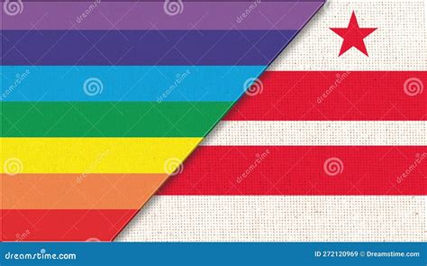flags of washington d c and lgbt sexual concept flag of sexual minorities stock illustration