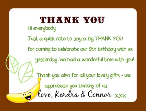 Kandcturn5 5th Birthday Monkey Party Thank You Notes