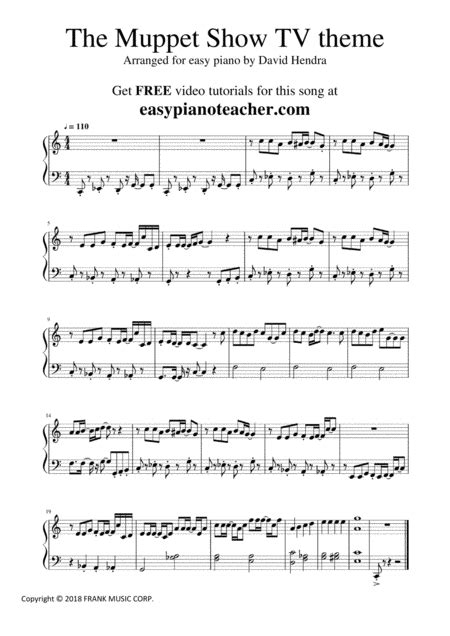 The Muppet Show Tv Theme Very Easy Piano Music Sheet Download