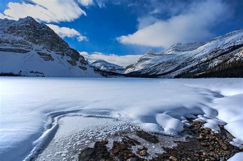 Winter Scene Bow Lake Banff Remnant Of Water Not Froze Flickr