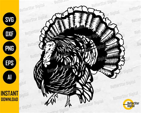 Digital Turkey Hunting Svg Files Turkey Silhouette Art Graphic Drawing