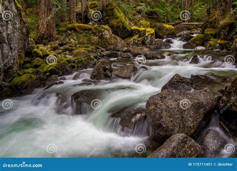 Beautiful Waterfalls On Deception Creek Washington State Stock Image