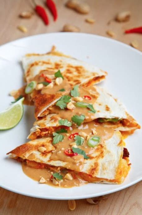 Spicy Peanut Chicken Quesadillas — Recipes