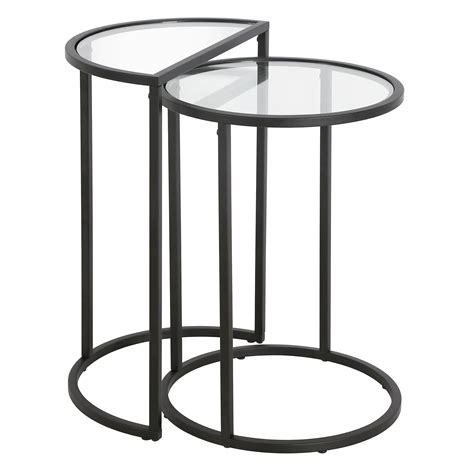 Evelynandzoe Nested Side Table Set With Glass Top