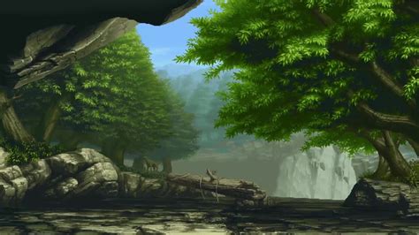 Pixel Forest Waterfall Live Wallpaper Wallpaperwaifu