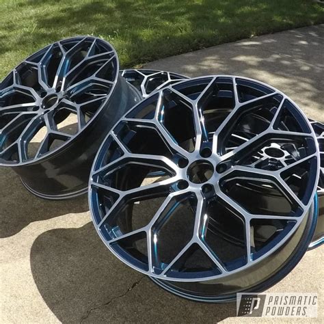 Two Tone Ford Taurus Wheels Coated In Polished Aluminum And Dark Blue