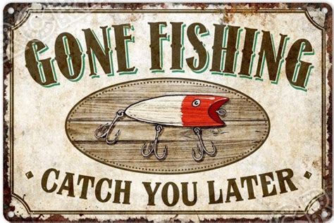 Gone Fishing Sign Rustic Home Décor Fishing Ts Allhap
