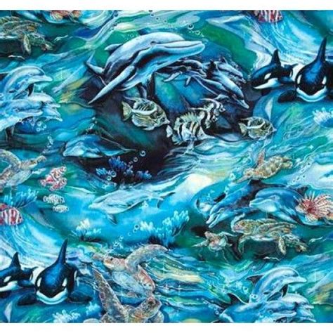 American Ocean Wildlife Cotton Fabric By Robert Kaufman Ocean Fabric