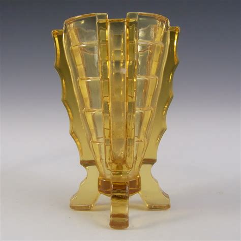 Bagley 3007 Art Deco 425 Vintage Amber Glass Bamboo Vase £2375