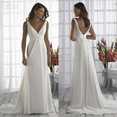 Simple Cheap Wedding Dresses Cheap Casual V Neck Plus Size