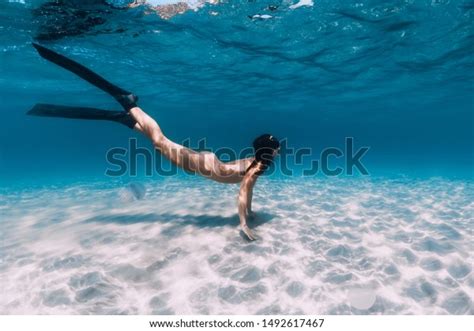 Naked Woman Free Diver Glides Over Stock Photo Shutterstock