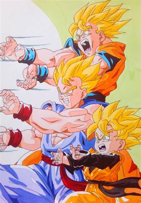 Goku Gohan And Goten Family Kamehameha By Daisuke Dragneel Anime Dragon Ball Super Dragon