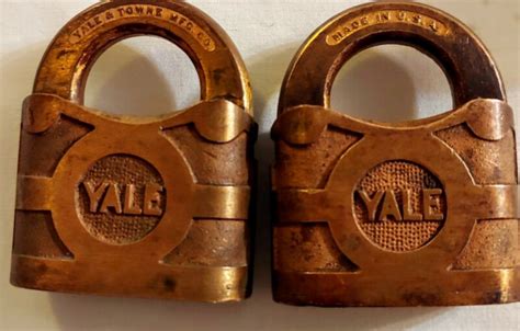 Lot Of 2 Vintage Yale Brass Padlocks No Key Antique Price Guide Details Page
