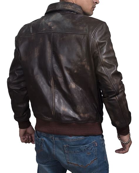 Mens A2 Flight Distressed Brown Leather Bomber Jacket Xtremejackets