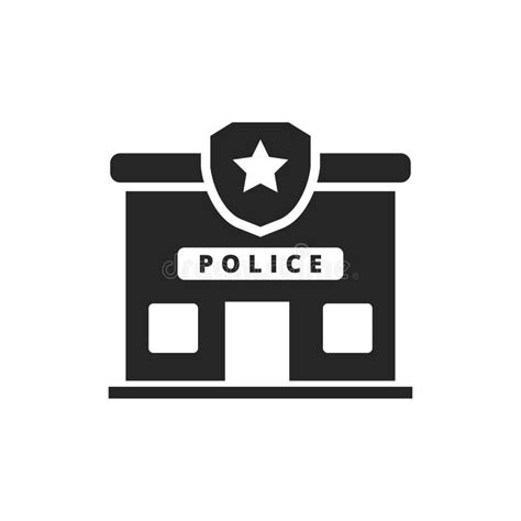 Icono De Comisaría De Policía Con Diseño Negro Aislado En Fondo Blanco