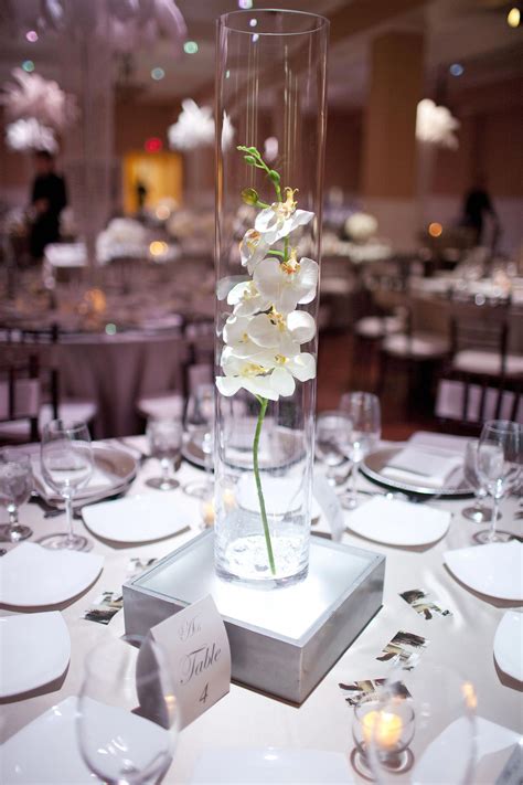 Orchid Centerpiece In Glass Cylinder Simple And Beautiful Ive Made