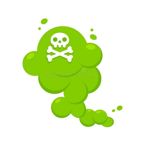 Smelling Green Cartoon Smoke Or Clouds Flat Style Design Vector